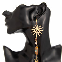 Thumbnail for Boho Sun Star Healing Crystal Dangle Earrings - ArtGalleryZen