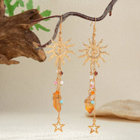 Thumbnail for Boho Sun Star Healing Crystal Dangle Earrings - ArtGalleryZen