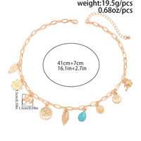 Thumbnail for Boho Tree Owl Elephant Turquoise Pendant Necklace - ArtGalleryZen