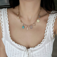 Thumbnail for Boho Tree Owl Elephant Turquoise Pendant Necklace - ArtGalleryZen