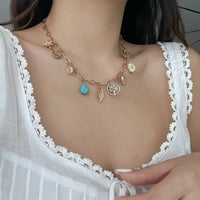 Thumbnail for Boho Tree Owl Elephant Turquoise Pendant Necklace - ArtGalleryZen