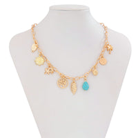 Thumbnail for Boho Tree Owl Elephant Turquoise Pendant Necklace - ArtGalleryZen