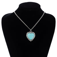 Thumbnail for Boho Turquoise Heart Charm Necklace Earrings Set