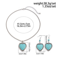 Thumbnail for Boho Turquoise Heart Charm Necklace Earrings Set