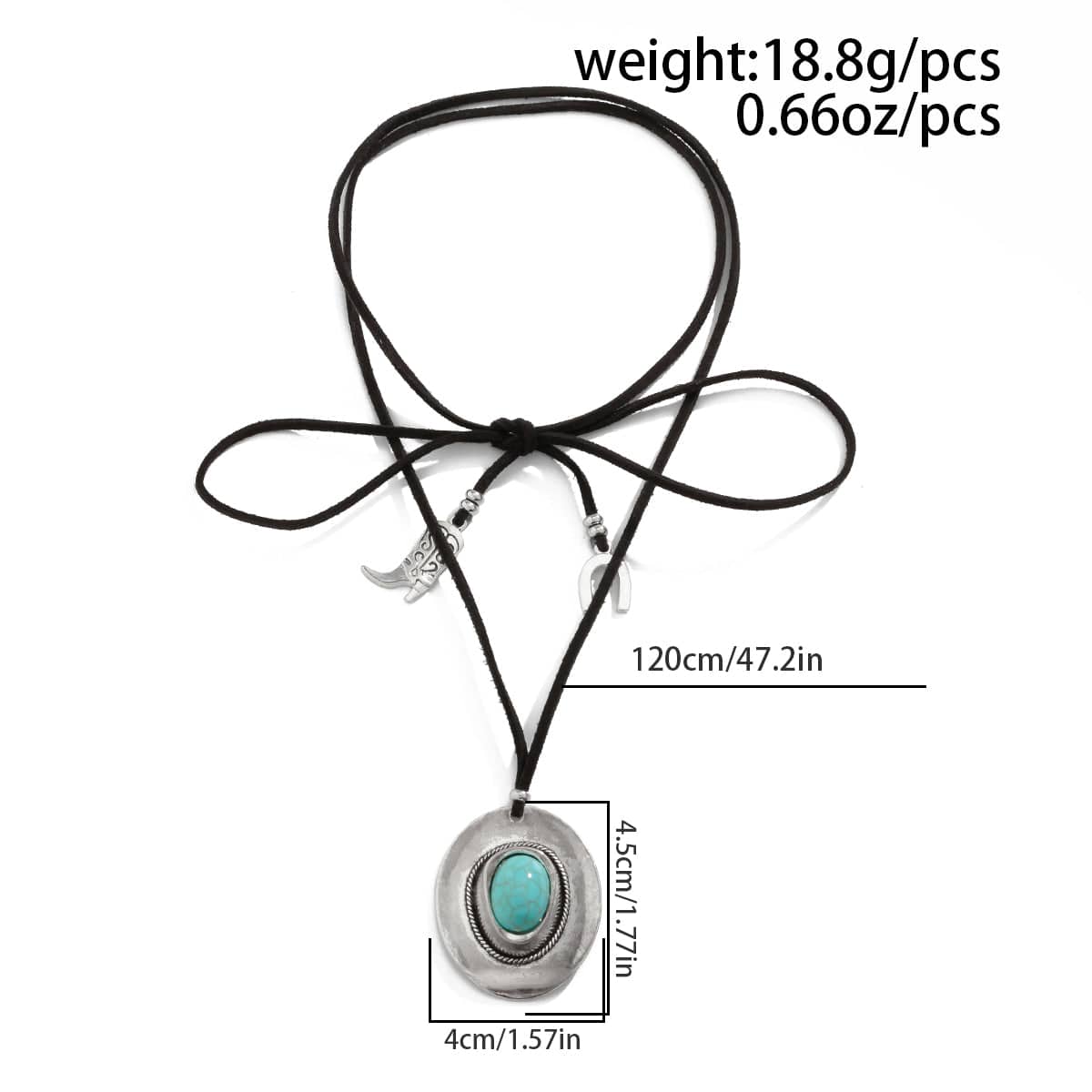 Boho Turquoise Inlaid Cowboy Hat Boot Horseshoe Pendant Velvet Necklace - ArtGalleryZen