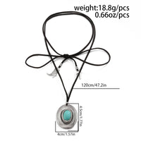 Thumbnail for Boho Turquoise Inlaid Cowboy Hat Boot Horseshoe Pendant Velvet Necklace - ArtGalleryZen