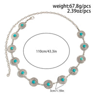 Thumbnail for Boho Turquoise Inlaid Round Disk Waist Chain - ArtGalleryZen