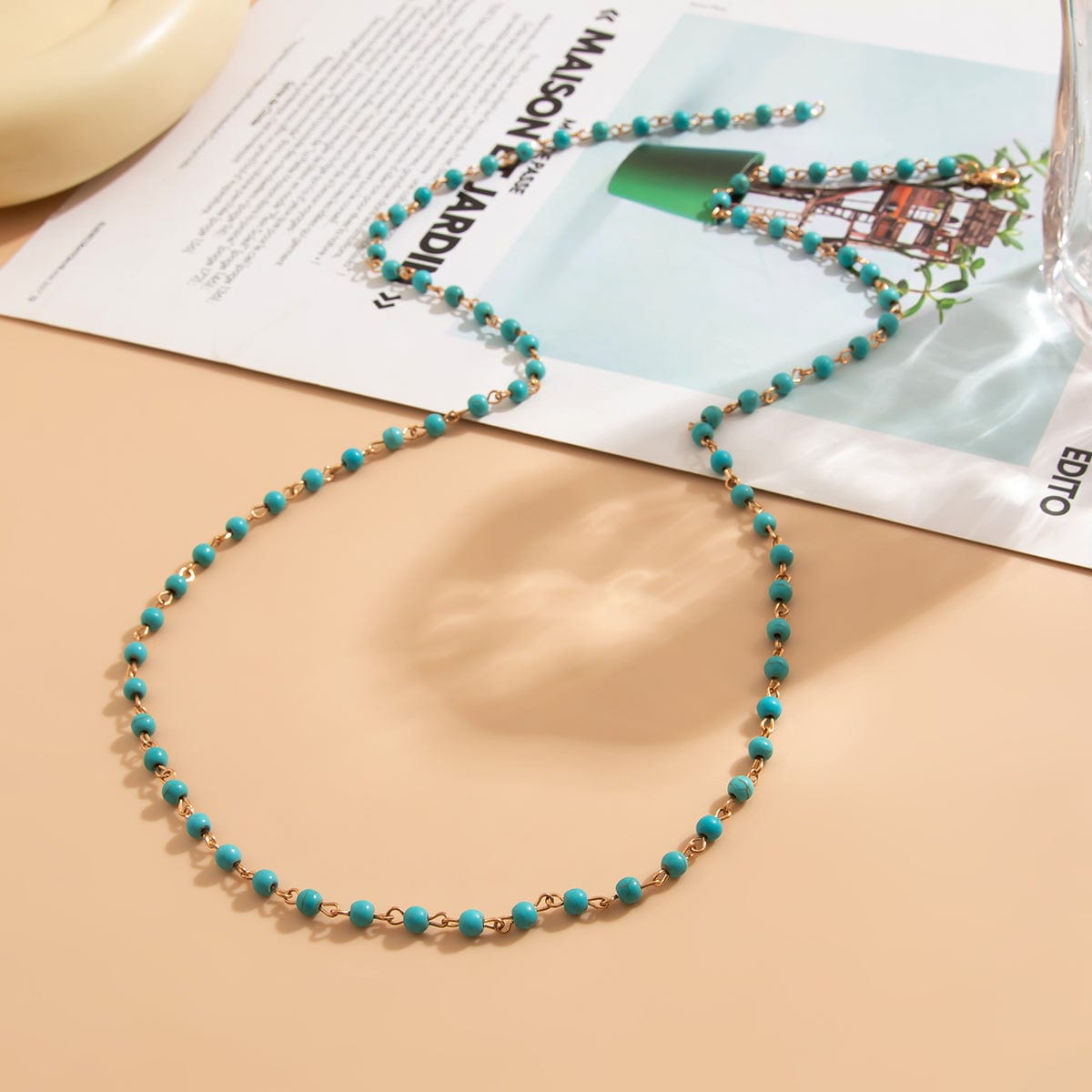 Boho Turquoise Long Chain Y Necklace