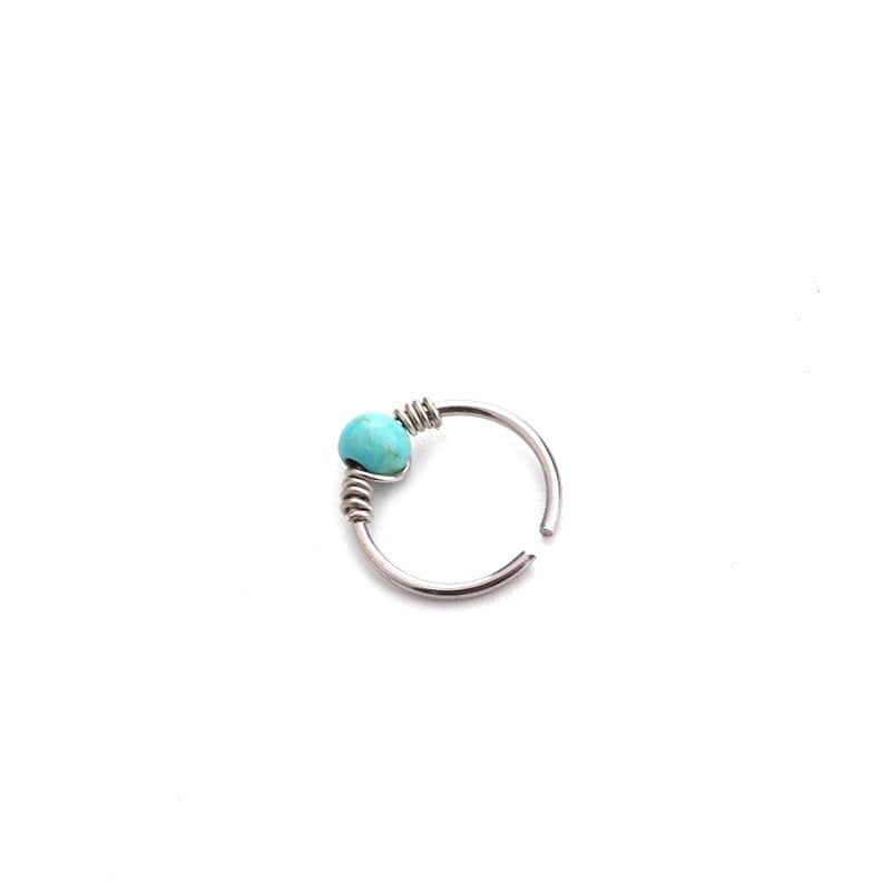 Boho Turquoise Stainless Steel Earring Nose Piercing Nose Hoop - ArtGalleryZen