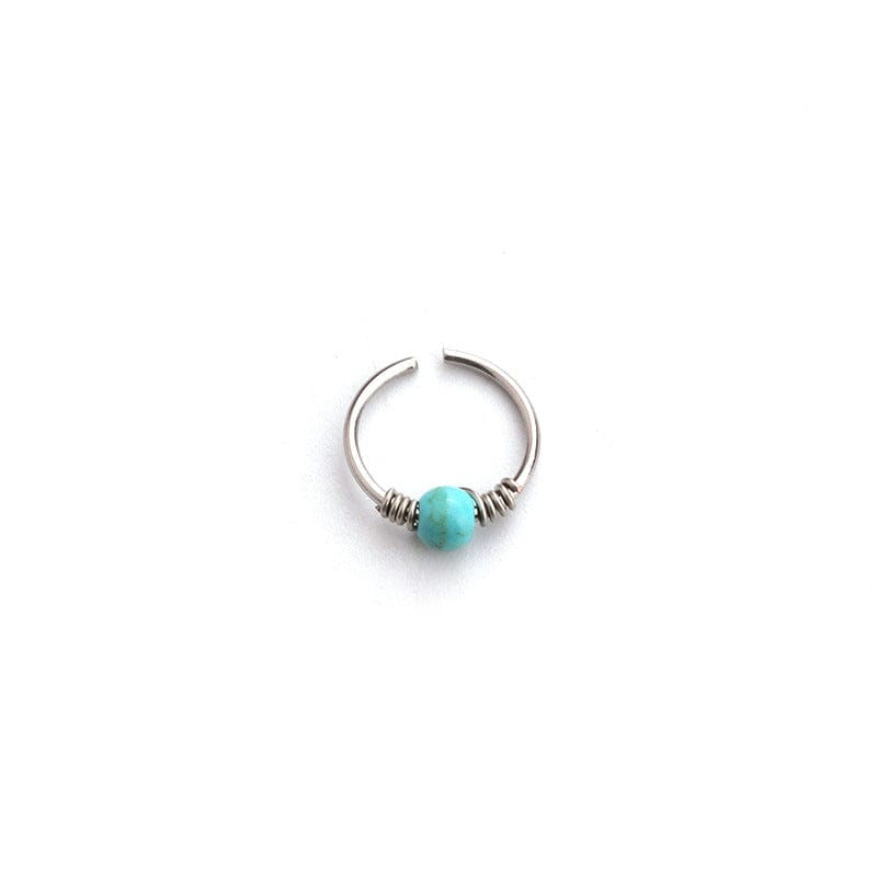 Boho Turquoise Stainless Steel Earring Nose Piercing Nose Hoop - ArtGalleryZen