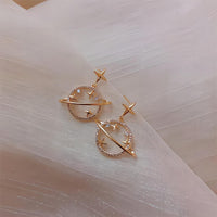 Thumbnail for Celestial Crystal Saturn Gold Earrings - ArtGalleryZen