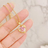 Thumbnail for Celestial Pink Heart Pendant Necklace - ArtGalleryZen