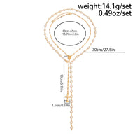 Thumbnail for Charming 2pcs Cross Pendant Pearl Chain Y Necklace Set - ArtGalleryZen