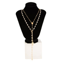 Thumbnail for Charming 2pcs Cross Pendant Pearl Chain Y Necklace Set - ArtGalleryZen