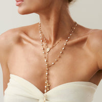 Thumbnail for Charming 2pcs Cross Pendant Pearl Chain Y Necklace Set - ArtGalleryZen