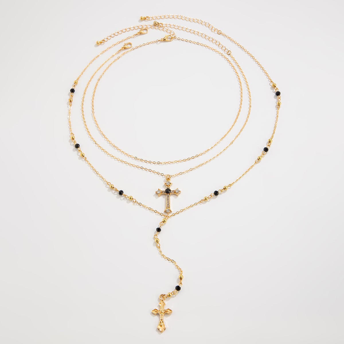 Charming 3pcs Rhinestone Inlaid Cross Pendant Y Necklace Set - ArtGalleryZen