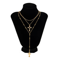 Thumbnail for Charming 3pcs Rhinestone Inlaid Cross Pendant Y Necklace Set - ArtGalleryZen