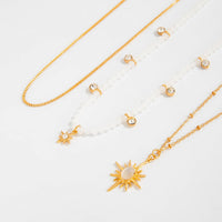 Thumbnail for Charming 3pcs Rhinestone Sunlight Pendant Crystal Chain Necklace Set - ArtGalleryZen