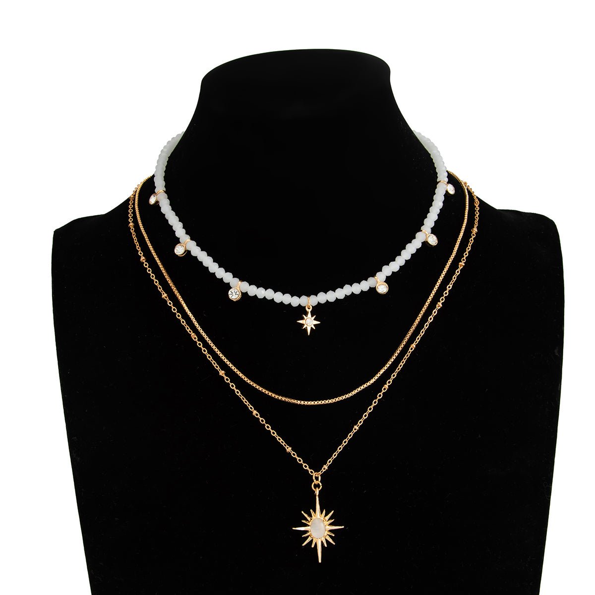Charming 3pcs Rhinestone Sunlight Pendant Crystal Chain Necklace Set - ArtGalleryZen