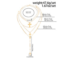 Thumbnail for Charming 4pcs Cross Pendant Pearl Long Chain Y Necklace Set - ArtGalleryZen
