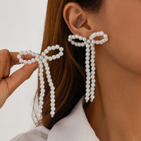 Thumbnail for Charming Bowknot Pearl Long Chain Earrings