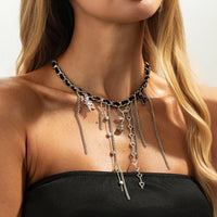 Thumbnail for Charming Cupid Rose Heart Star Tassel Velvet Necklace - ArtGalleryZen