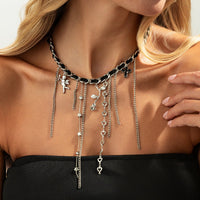 Thumbnail for Charming Cupid Rose Heart Star Tassel Velvet Necklace - ArtGalleryZen