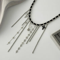 Thumbnail for Charming Cupid Rose Heart Star Tassel Velvet Necklace - ArtGalleryZen