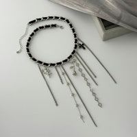 Thumbnail for Charming Cupid Rose Heart Star Tassel Velvet Necklace - ArtGalleryZen