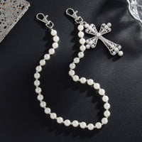 Thumbnail for Charming Gold Silver Plated Cross Pendant Pearl Trouser Chain - ArtGalleryZen