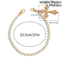 Thumbnail for Charming Gold Silver Plated Cross Pendant Pearl Trouser Chain - ArtGalleryZen