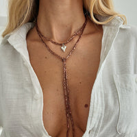 Thumbnail for Charming Heart Pendant Square Seed Beaded Long Chain Necklace - ArtGalleryZen