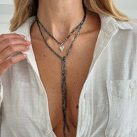 Thumbnail for Charming Heart Pendant Square Seed Beaded Long Chain Necklace - ArtGalleryZen