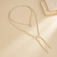 Thumbnail for Charming Heart Pendant Square Seed Beaded Long Chain Necklace - ArtGalleryZen