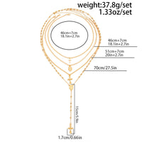 Thumbnail for Charming Layered Cross Pattern Oval Disk Pendant Y Necklace Set - ArtGalleryZen