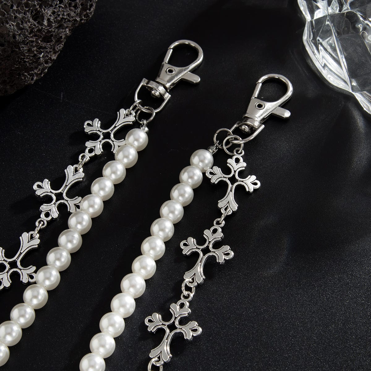 Charming Layered Cross Pearl Trouser Chain - ArtGalleryZen