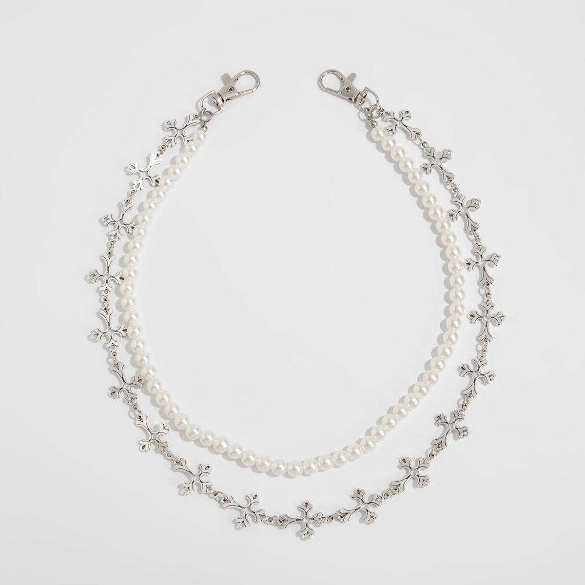 Charming Layered Cross Pearl Trouser Chain - ArtGalleryZen