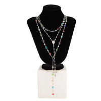 Thumbnail for Charming Layered Cross Pendant Colorful Crystal Chain Y Necklace Set - ArtGalleryZen