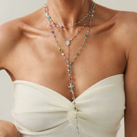 Thumbnail for Charming Layered Cross Pendant Colorful Crystal Chain Y Necklace Set - ArtGalleryZen