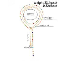 Thumbnail for Charming Layered Cross Pendant Colorful Crystal Chain Y Necklace Set - ArtGalleryZen