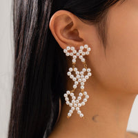 Thumbnail for Charming Pearl Beaded Bowknot Dangle Earrings - ArtGalleryZen