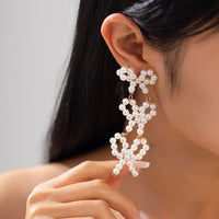Thumbnail for Charming Pearl Beaded Bowknot Dangle Earrings - ArtGalleryZen