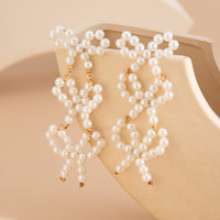 Thumbnail for Charming Pearl Beaded Bowknot Dangle Earrings - ArtGalleryZen