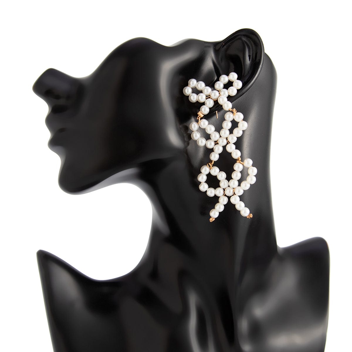 Charming Pearl Beaded Bowknot Dangle Earrings - ArtGalleryZen