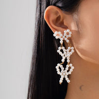 Thumbnail for Charming Pearl Beaded Bowknot Dangle Earrings - ArtGalleryZen