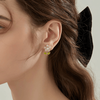 Thumbnail for Charming Pearl Inlaid CZ Flower Earrings - ArtGalleryZen