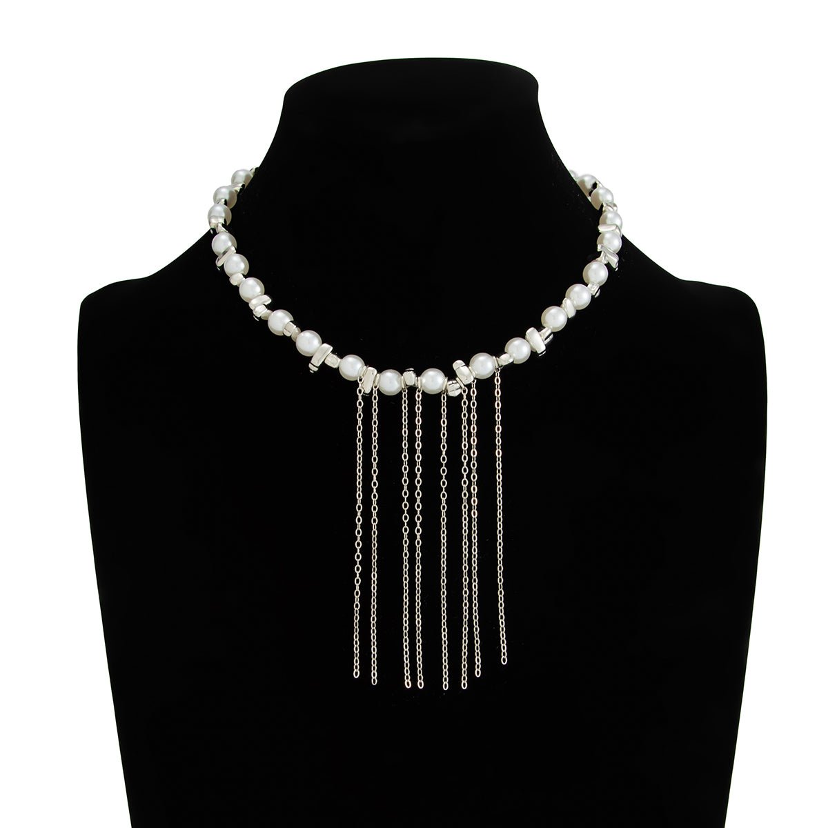 Charming Pearl Irregular Beaded Chain Tassel Choker Necklace Bracelet - ArtGalleryZen