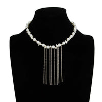 Thumbnail for Charming Pearl Irregular Beaded Chain Tassel Choker Necklace Bracelet - ArtGalleryZen