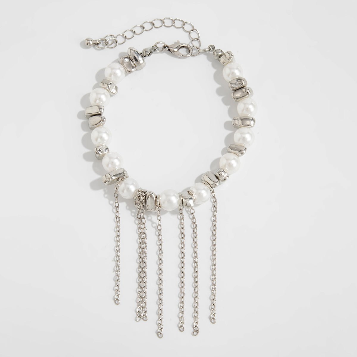 Charming Pearl Irregular Beaded Chain Tassel Choker Necklace Bracelet - ArtGalleryZen
