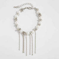 Thumbnail for Charming Pearl Irregular Beaded Chain Tassel Choker Necklace Bracelet - ArtGalleryZen